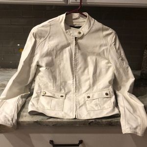 Ivory colored faux leather jacket